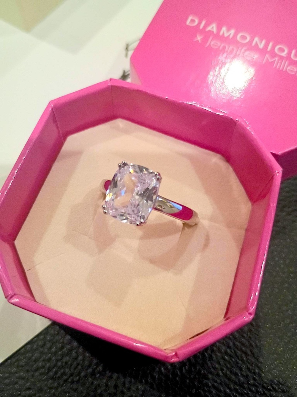 Diamonique x Jennifer Miller 5.50 CT DE Cushion Cut Solitaire Ring Silver (10)